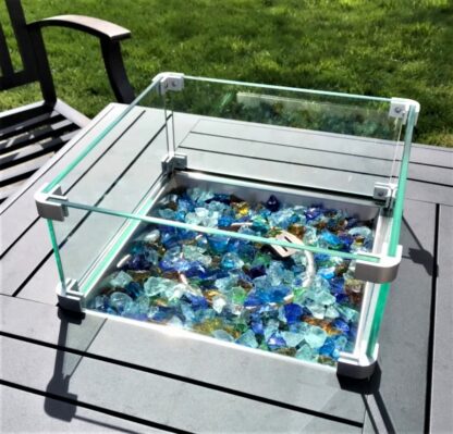 clear Gas Fire Pit Wind Guard for Square Fire Table