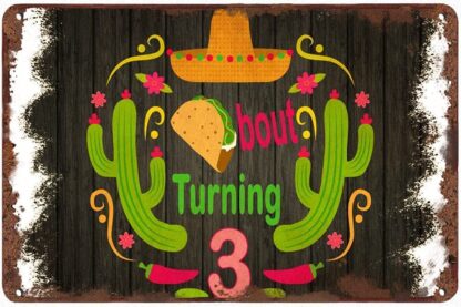 8x12 inch Tin Sign let’s Taco Bout Turning 3 Rustic Metal Wall Plate