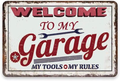 8x12 inch Welcome to Our Garage Metal Sign Garage Signs