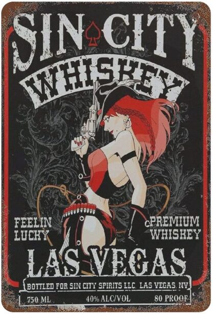 8x12 inch Whiskey Pin Up Girl Sexy Cowgirl Lady Metal