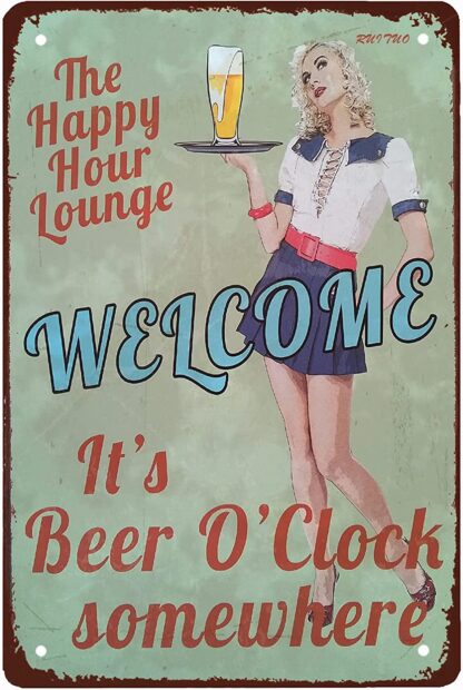 8x12 inch Barmaid Welcome Sign,Vintage Metal Tin Sign Retro Poster Design