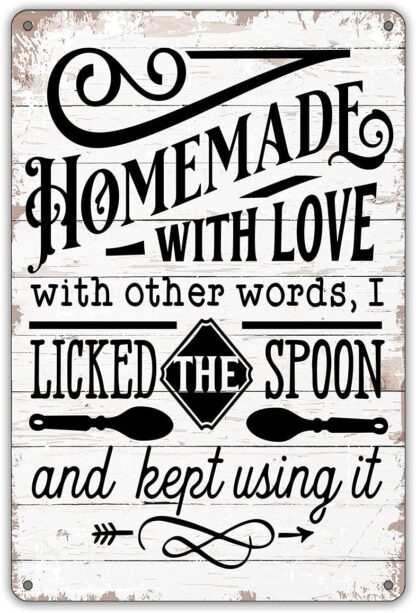 8x12 inch Funny Kitchen Quote Homemade with Love Sign