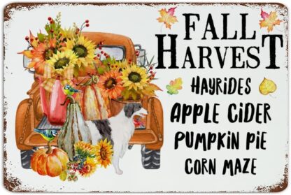 8x12 inch Fall Harvests Metal Sign Custom House Yard Metal Signs