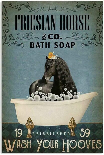 8x12 inch Horse Metal Poster French Bulldog Co. Bath Soap Wash