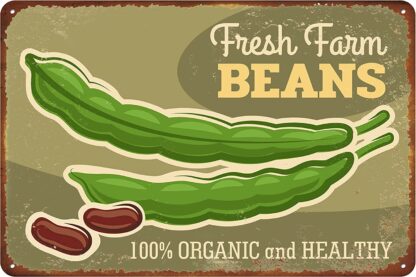 8x12 inch Beans Metal Sign, Vegetables Vintage Tin Sign