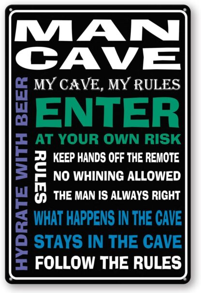 8x12 inch Man Cave Decor Furniture - Vintage Man Cave Tin Metal Sign