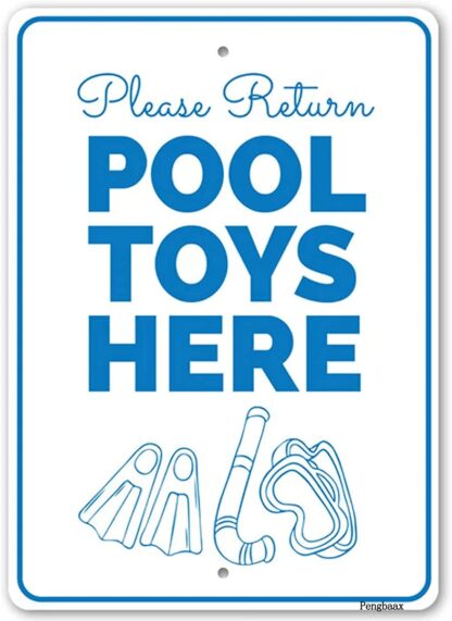 8x12 inch Pool Toys Here, Pool Toy Decor, Pool Owners, Outside Decor