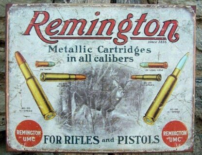 8x12 inch Remington Guns Ammo Deer Hunting Metal Tin Ad Sign