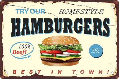 8x12 inch Best in Town Hamburgers - Aluminum Sign