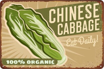 8x12 inch Chinese Cabbage Metal Sign, Vegetables Vintage Tin Sign