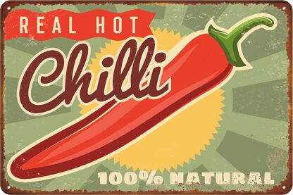 8x12 inch Chili Metal Sign, Vegetables Vintage Tin Sign