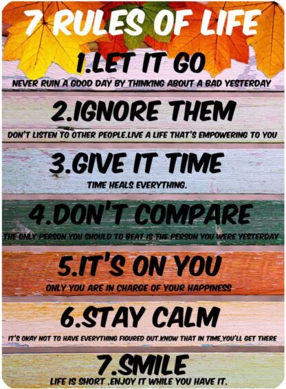 8x12 inch 7 Rules of Life Montivational Wall Art Life Quotes Inspirational