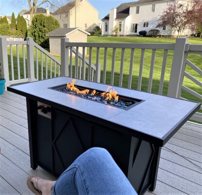 Black 43 inch Outdoor Propane Gas Fire Pit Table 50,000 BTU