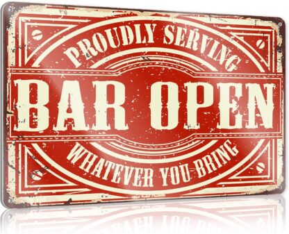 8x12 inch Bar Open Metal Tin Sign Bar Man Cave Funny