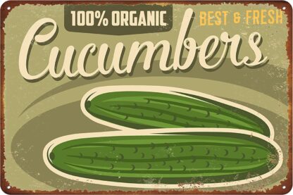 8x12 inch Cucumber Metal Sign, Vegetables Vintage Tin Sign