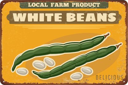 8x12 inch White Beans Metal Sign, Vegetables Vintage Tin Sign