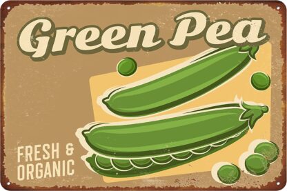 8x12 inch Green Pea Metal Sign, Vegetables Vintage Tin Sign