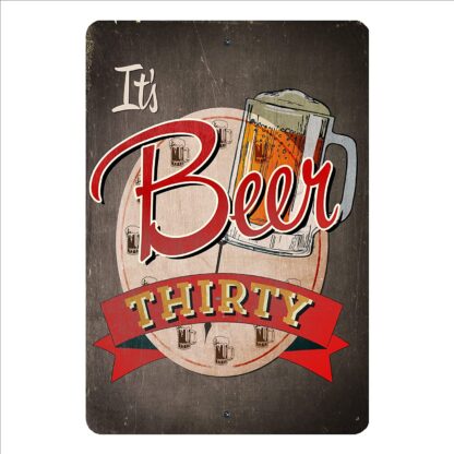 8x12 inch "It's Beer Thirty" Metal Wall Art Vintage Sign