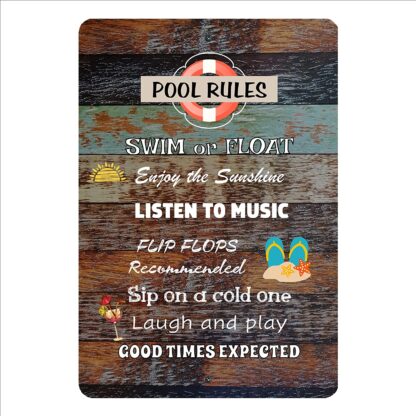 8x12 inch "Pool Rules-Swim or Float" Metal Signs