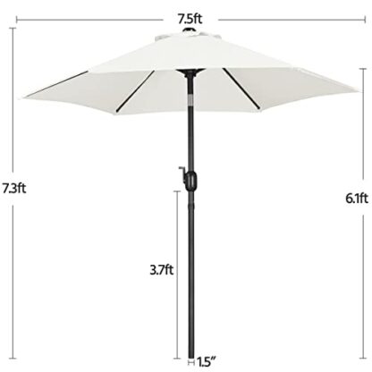 7.5FT Cream Garden Table Umbrella with 26.5lb Patio Umbrella Base - Image 4