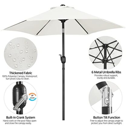 7.5FT Cream Garden Table Umbrella with 26.5lb Patio Umbrella Base - Image 2