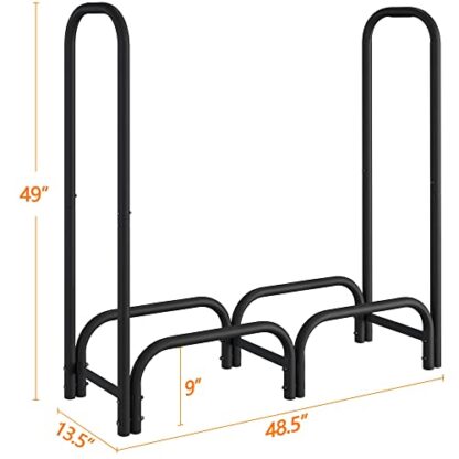 4ft Black Firewood Log Rack with Waterproof Cover Combo Set - Image 4