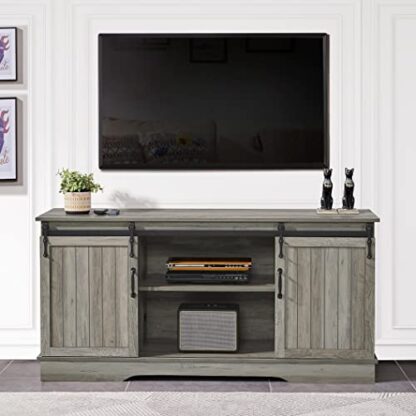 Grey Wash TV Stand for TVs Up to 65" Flat Screen - Image 9