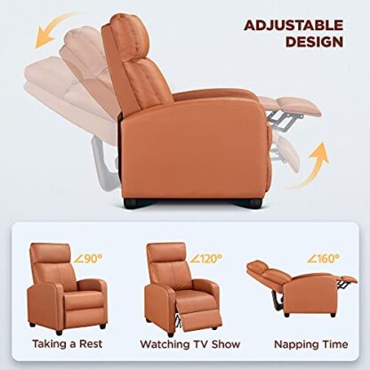 Set of 2 Tan Padded Seat Recliner Chair Single Sofa Recliner - Image 6