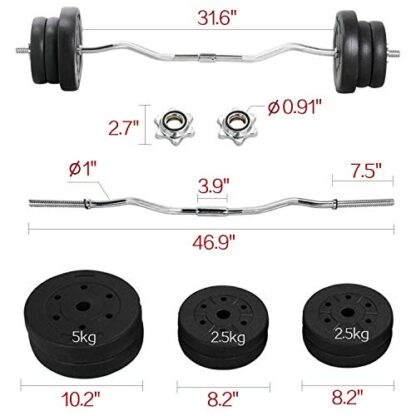 55lb Silver & Black Olympic Barbell Dumbbell Weight Set Gym Lifting Exercise - Image 8