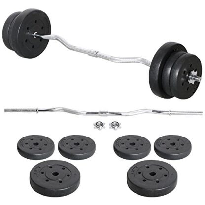 55lb Silver & Black Olympic Barbell Dumbbell Weight Set Gym Lifting Exercise - Image 3