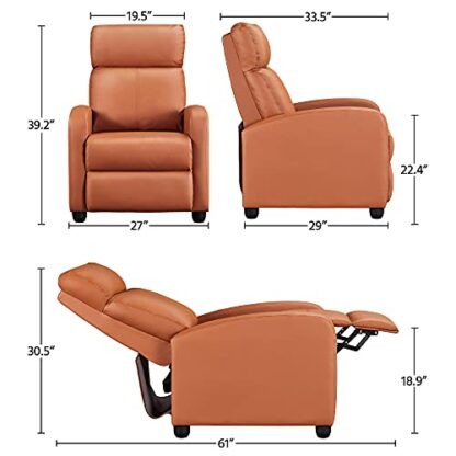 Set of 2 Tan Padded Seat Recliner Chair Single Sofa Recliner - Image 2