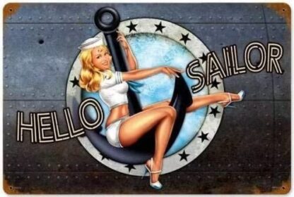 8x12 inch Beauty Retro Poster Metal Tin Sign Navy Sailor Military Pinup