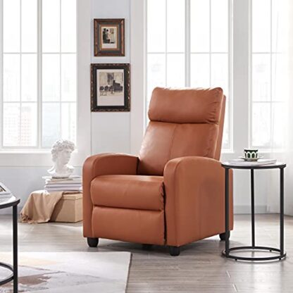 Set of 2 Tan Padded Seat Recliner Chair Single Sofa Recliner - Image 7