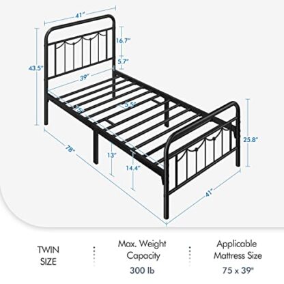 Black Twin Size Metal Bed Frame - Image 8