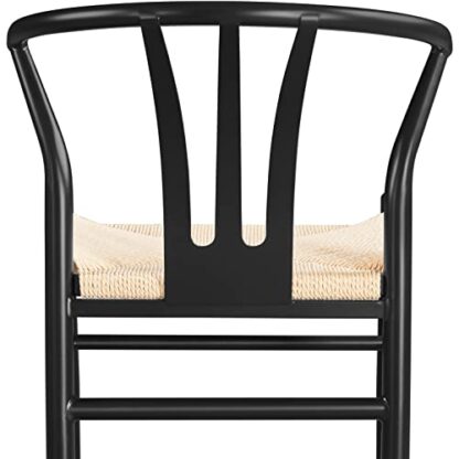 2PCS Black Metal Dining Chair Weave Chair Mid-Century Modern Dining Chair - Image 3