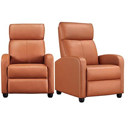 Set of 2 Tan Padded Seat Recliner Chair Single Sofa Recliner - Image 10