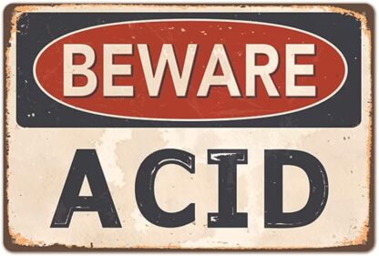 8x12 inch Beware Acid Metal Tin Sign,Retro Vintage Safety Warning Tin Signs