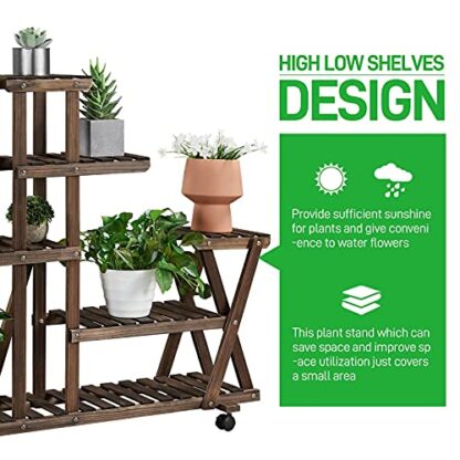 Brown Plant Stand Indoor Outdoor Multi-Tiered Flower Display Shelf Plants Rack - Image 6