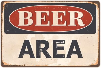 8x12 inch Beer Area Metal Tin Sign,Retro Vintage Safety Warning Tin Signs