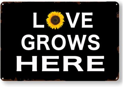 8x12 inch Love Grows Here Vintage Retro Tin Metal Sign