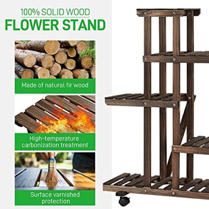 Brown Plant Stand Indoor Outdoor Multi-Tiered Flower Display Shelf Plants Rack - Image 3