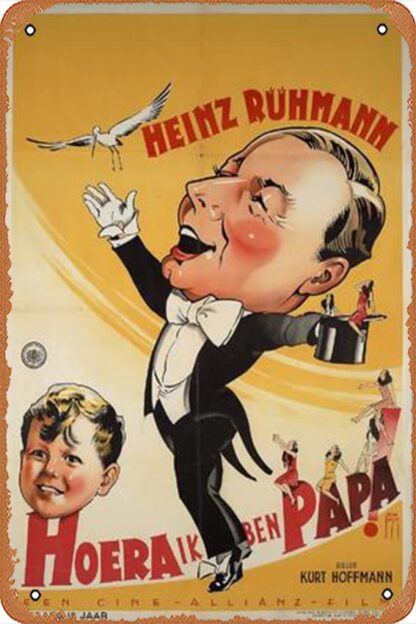 8x12 inch Hurra, ich bin Papa! Metal Sign Retro Wall Decor