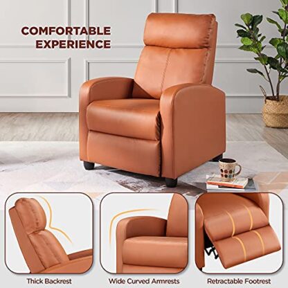 Set of 2 Tan Padded Seat Recliner Chair Single Sofa Recliner - Image 8