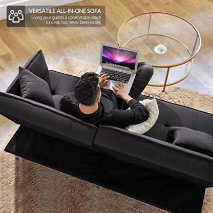 Black Futon Sofa Couch Convertible Sofa Sleeper Bed - Image 8