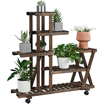 Brown Plant Stand Indoor Outdoor Multi-Tiered Flower Display Shelf Plants Rack - Image 10