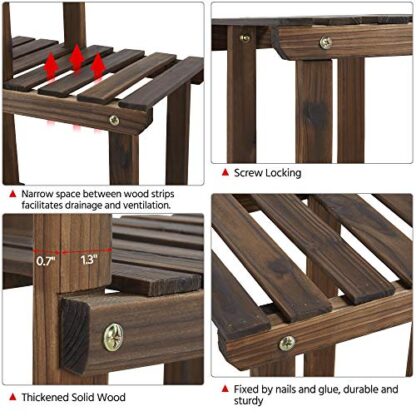 Brown Flower Display Stand Wooden Plant Shelf Racks Indoor - Image 3