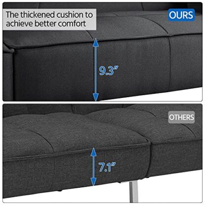 Black Futon Sofa Couch Convertible Sofa Sleeper Bed - Image 4