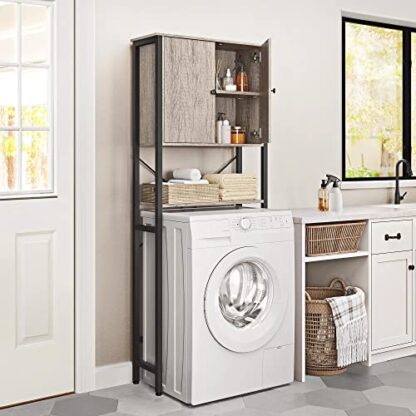 Grey Over The Toilet Storage Cabinet with Door & Adjustable Shelf - Image 8