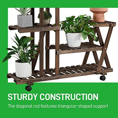 Brown Plant Stand Indoor Outdoor Multi-Tiered Flower Display Shelf Plants Rack - Image 5