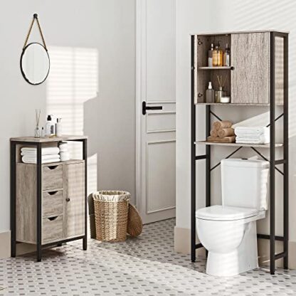 Grey Over The Toilet Storage Cabinet with Door & Adjustable Shelf - Image 9